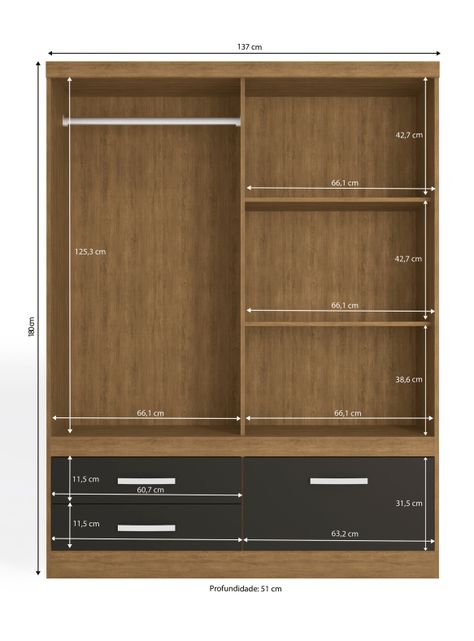 Clóset S582 2 Puertas Correderas 3 Cajones-1