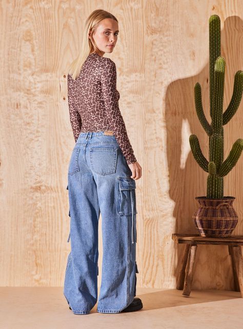 Jeans Wide Leg Multi Bolsillos-5