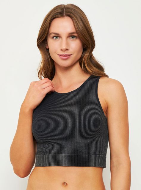 Peto Seamless Rib Escote Halter con Acid Wash-0