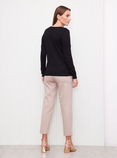 Sweater Cuello Redondo Textura Frontal Botones Metálicos-5