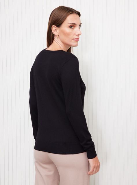 Sweater Cuello Redondo Textura Frontal Botones Metálicos-1