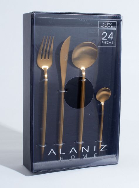 Set Cubiertos Modern Gold 24 Piezas-2