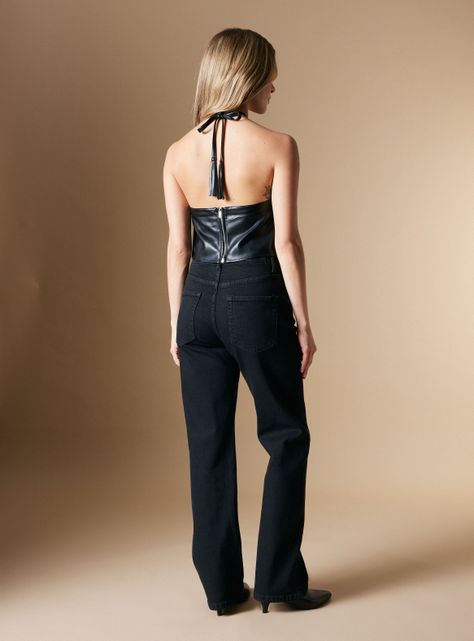 Blusa Colaboración María Pombo Escote Halter y Flecos-5
