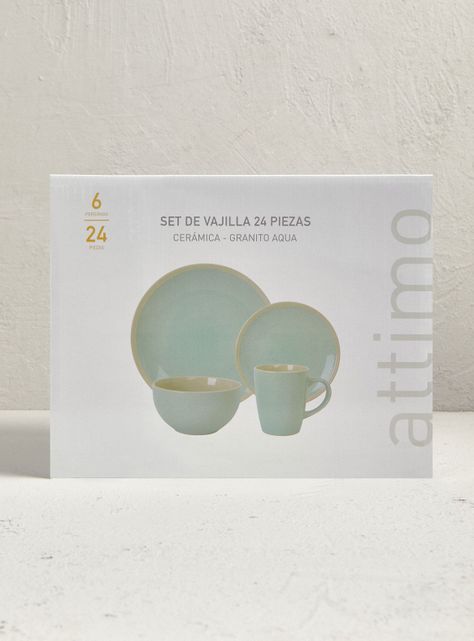 Set Vajilla 24 Piezas Granito Aqua Cerámica-4