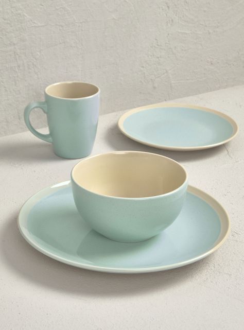 Set Vajilla 24 Piezas Granito Aqua Cerámica-2