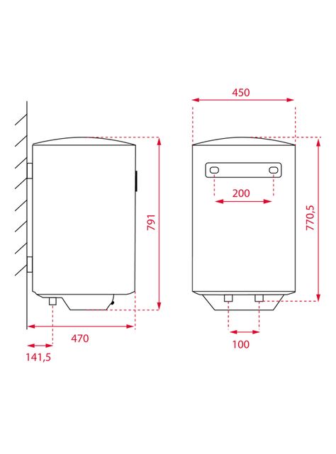 Termo Eléctrico Mural 1500W 80 Litros EWH80-1