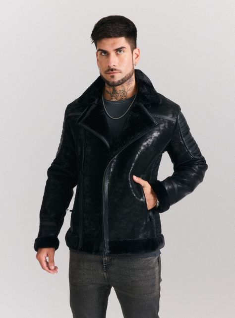 Chaqueta Aviadora Biker Ecocuero Texturado-0