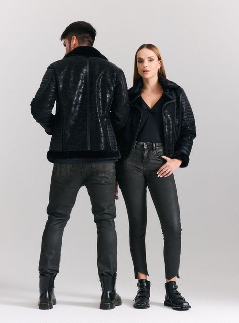 Chaqueta Aviadora Biker Ecocuero Texturado-5