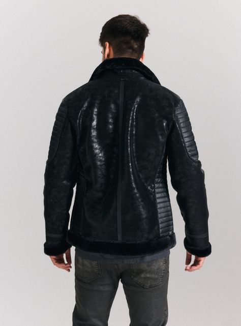 Chaqueta Aviadora Biker Ecocuero Texturado-1