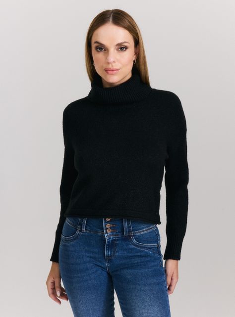 Sweater Crop Cuello Alto con Lurex-0