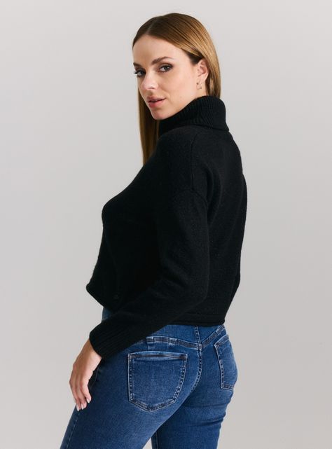 Sweater Crop Cuello Alto con Lurex-1
