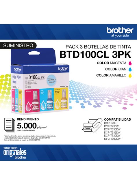 Pack 3 Botellas de Tinta BTD100CL Color-4