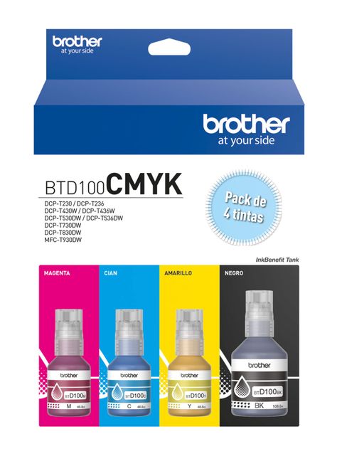 Pack 4 Botellas de Tinta BTD100CMYK-1