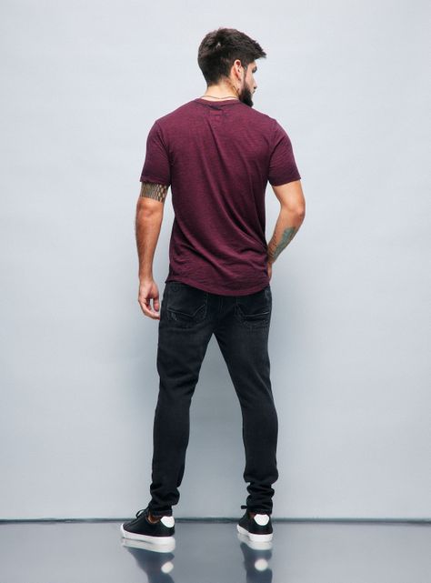 Polera Long Fit Tela Desgastada con Bolsillo-5