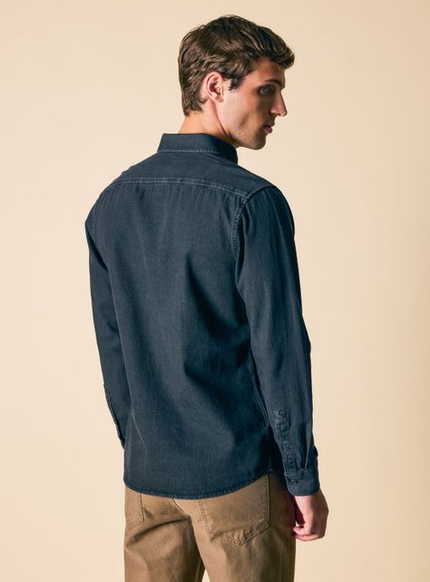 Camisa Manga Larga Denim Gris-1