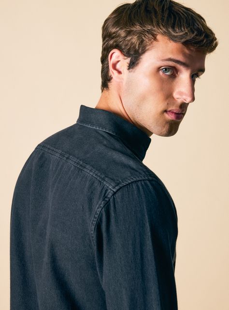 Camisa Manga Larga Denim Gris-3