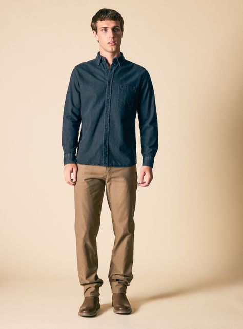 Camisa Manga Larga Denim Gris-4