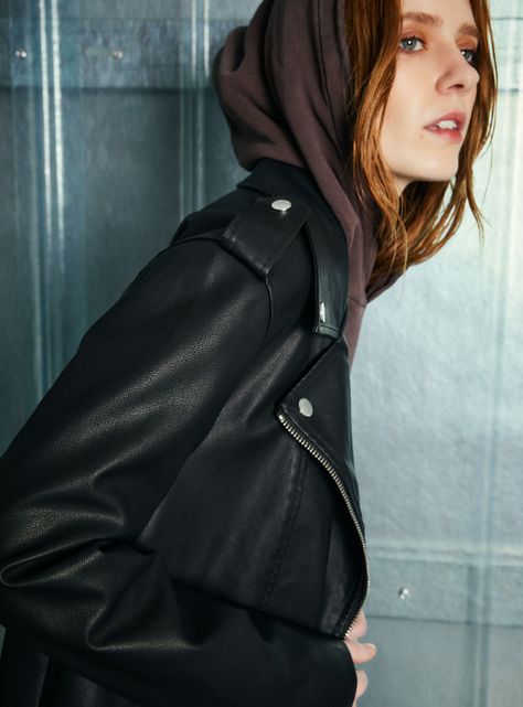 Chaqueta Biker Cuero Sintético-3
