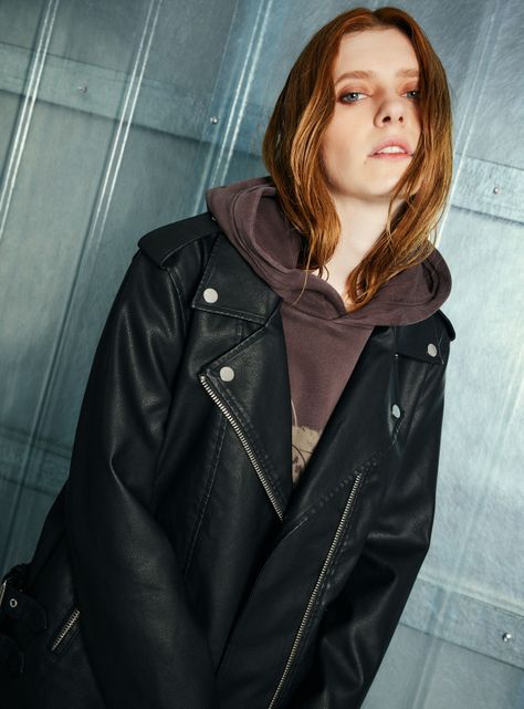 Chaqueta Biker Cuero Sintético-2