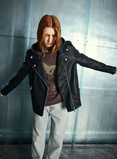 Chaqueta Biker Cuero Sintético-0