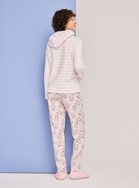 Pijama Capucha Pompón Aplicación Bordado-5