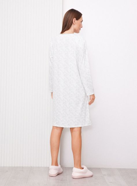Camisa de Dormir Cuello Redondo Full Print Tacto Peach-5