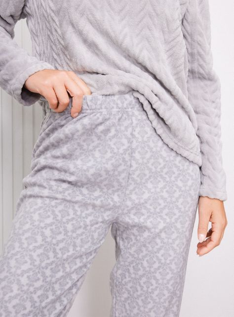 Pijama Polar Textura Pantalón Full Print-3