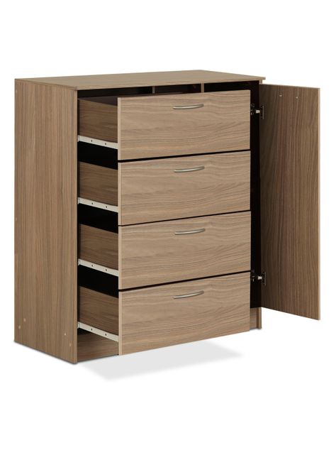 Cómoda 4 Cajones 1 Puerta Nogal-3