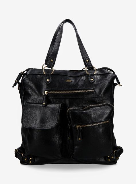 Mochila con Bolsillos y Detalles en Tachas Metálicas-0