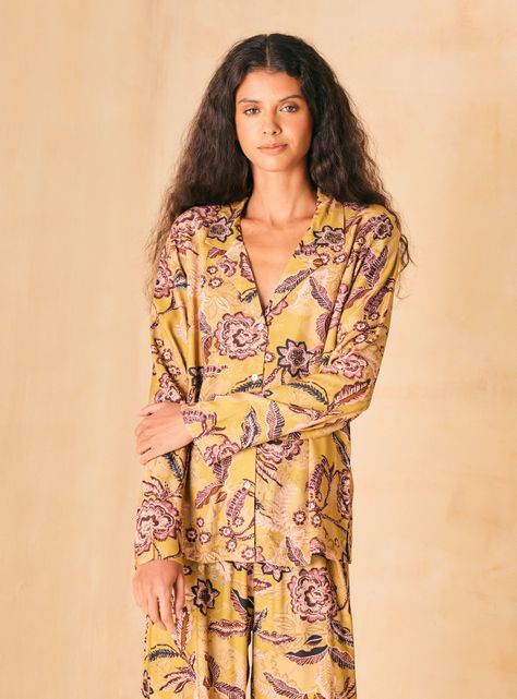 Pijama Tipo Camisero Full Estampado Flores-0