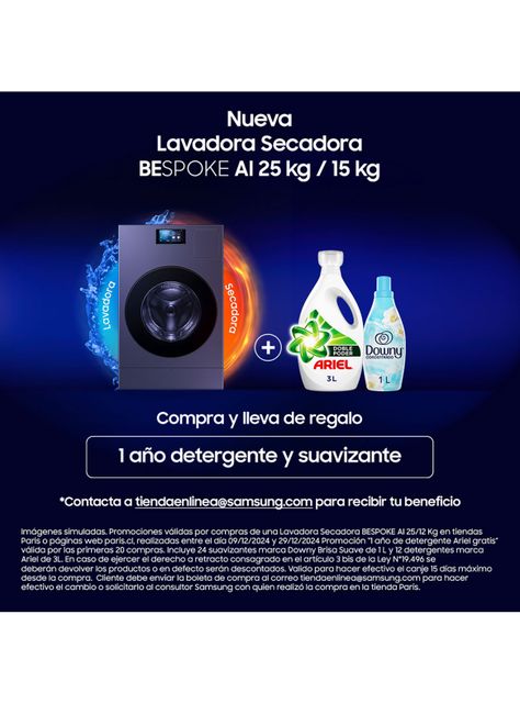 Lavadora-Secadora Bespoke AI 25/15 kg + QLED Samsung 50” The Frame 4K UHD-7