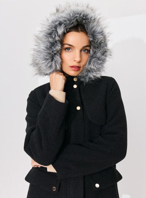 Abrigo Tipo Montgomery con Piel Desmontable en Gorro-2