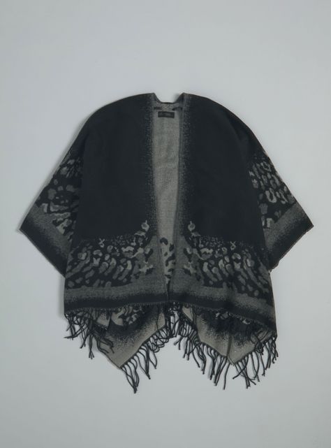 Chal Ruana con Diseño Jacquard y Flecos-0