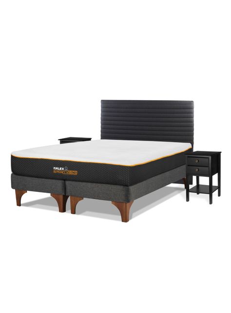Cama Europea Sport Visco King + Respaldo Modern + Veladores Rover-0