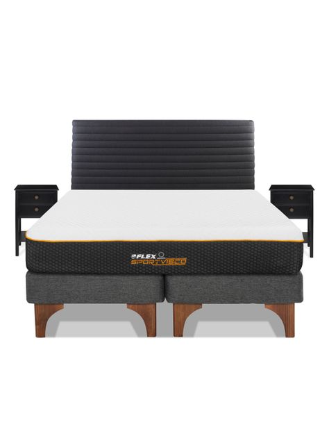 Cama Europea Sport Visco King + Respaldo Modern + Veladores Rover-2