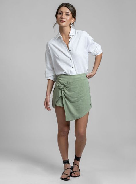 Short Mini Garda Lino Verde Claro-3