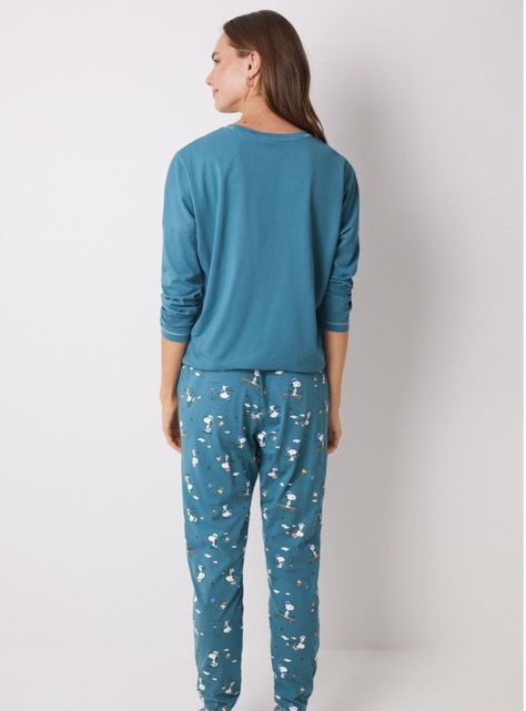 Pijama Largo Algodón Estampado Snoopy-1
