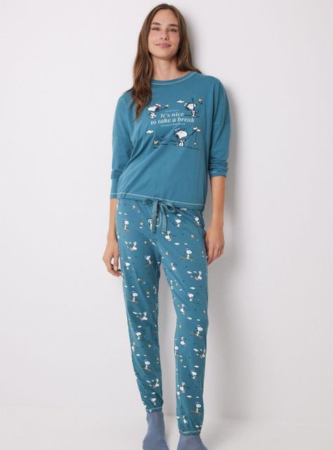 Pijama Largo Algodón Estampado Snoopy-0