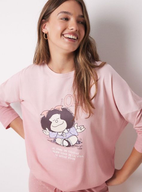 Pijama Largo Algodón Mafalda Escote Redondo-3