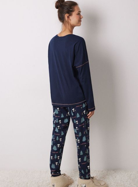 Pijama Largo Algodón Azul Snoopy-1