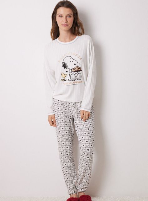 Pijama Largo Súper Soft Snoopy Marfil-0