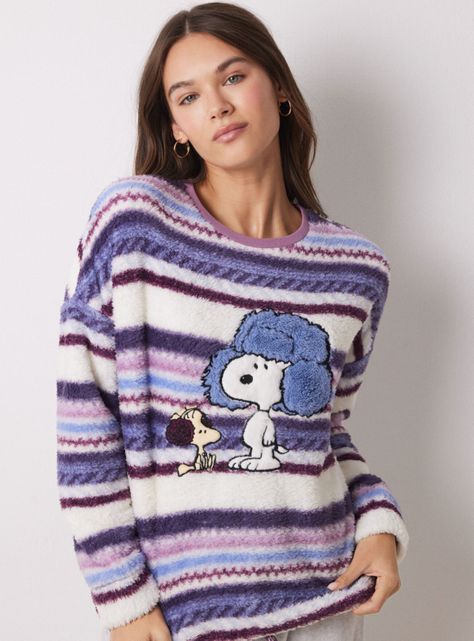 Pijama Largo Tercio Pelo Rayas Snoopy-2