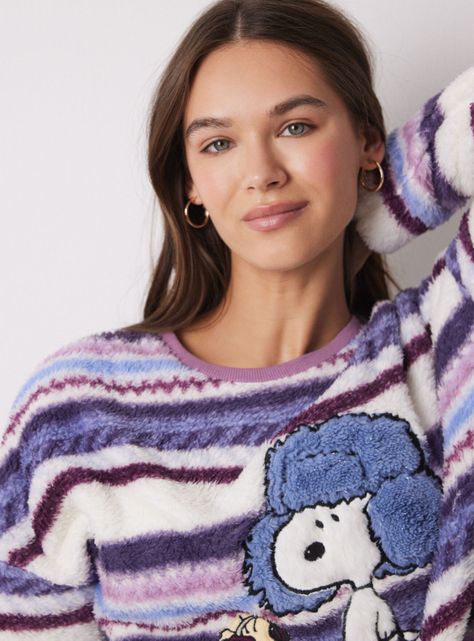 Pijama Largo Tercio Pelo Rayas Snoopy-3