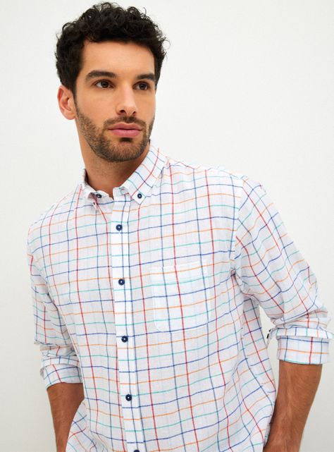 Camisa Algdón Lino Cuadros-2