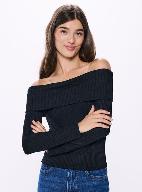 Polera Canalé Hombros Descubiertos-0