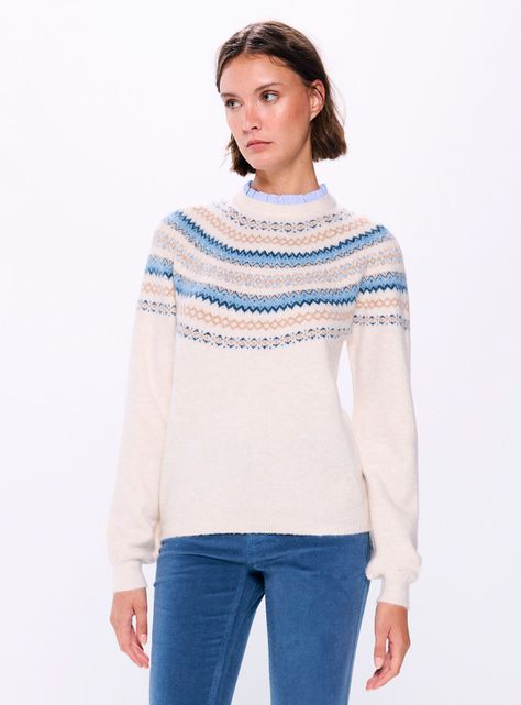 Sweater Jacquard Cenefas Cuello Combinado-0