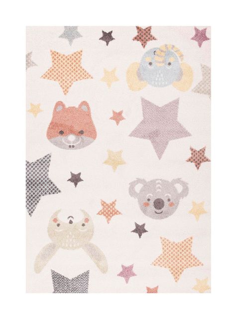Alfombra Infantil 116 x 170 cm Stars Crema-0