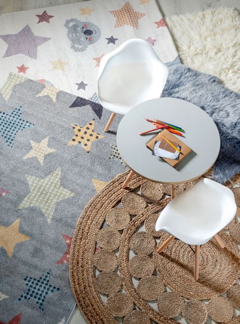 Alfombra Infantil Stars 116 x 170 cm Gris-3