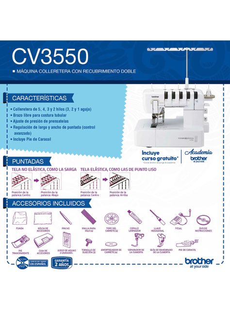 Máquina Colleretera Brother CV3550-4