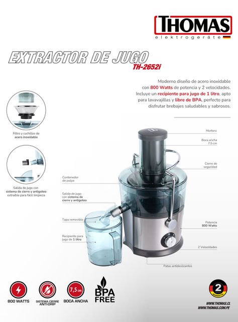 Extractor de Jugo TH-2652i Gris-5